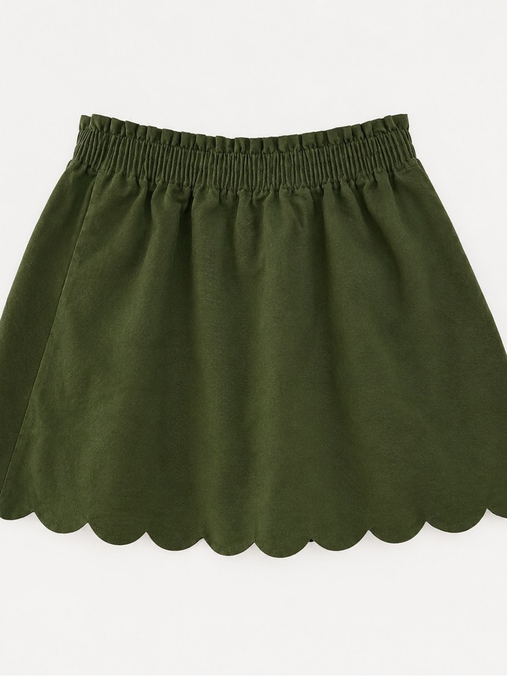 J. Crew Olive Green Scalloped Hem Mini Skirt